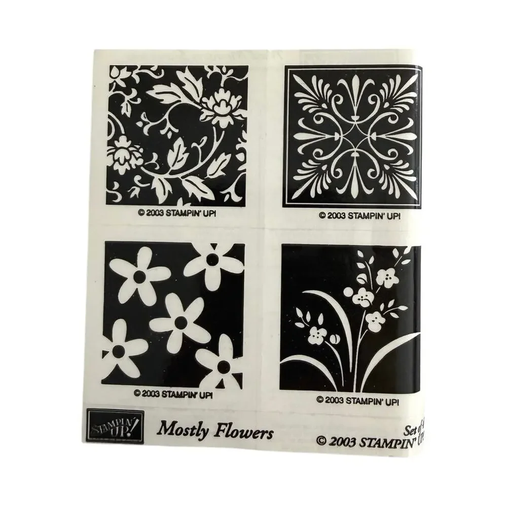 New in box Stampin’ Up set of 4 rubber stamps “Mostly flowers” - Picture 6 of 7